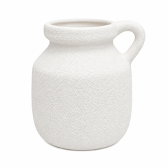 Large Textured Slender White Decorative Vase – Modern Sculptural Statement Piece - Habitt