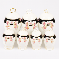 7 Pcs Canister Set with Ceramic Lid 1040 – Floral Bow Kitchen Storage Jars