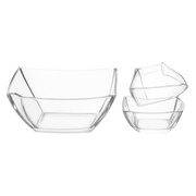 Modern Square-Cut Clear Pressed-Glass 7-Piece Fruit Bowl Set – 200/105 mm Small Bowls - Habitt