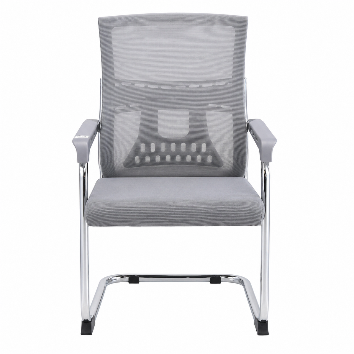 Orion Series Ergonomic Visitor Chair in Grey Mesh with Cushioned Seat & Chrome Cantilever Frame – Modern Office & Reception Seating - Habitt