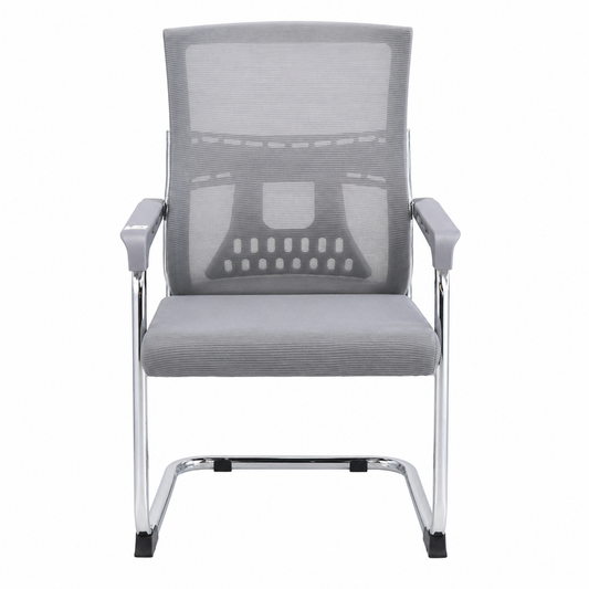 Orion Series Ergonomic Visitor Chair in Grey Mesh with Cushioned Seat & Chrome Cantilever Frame – Modern Office & Reception Seating - Habitt