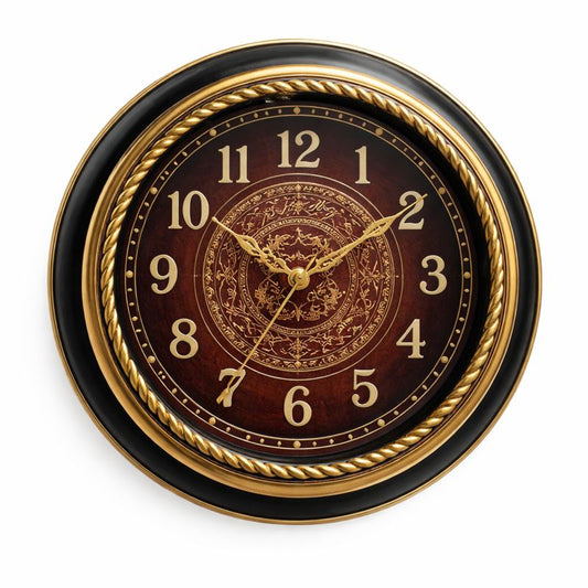 Titanic Wall Clock – Antique Brown & Gold Design with Eagle Emblem and Plastic Frame, Silent Quartz Movement - Habitt