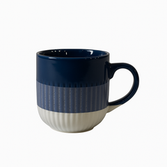 Blue & Beige Ceramic Coffee Mug – Two-Tone Textured Cup | Modern Stoneware Design