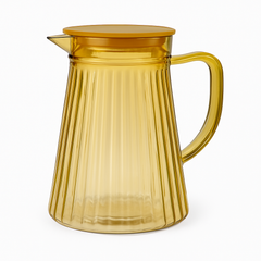 Amber Water Jug – Ribbed Design with Lid