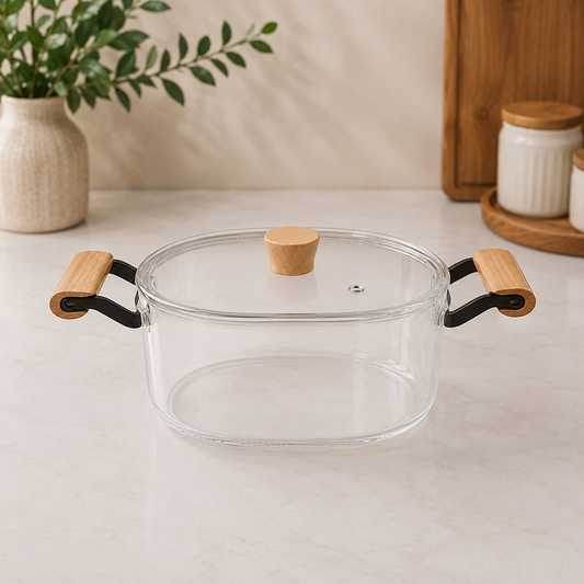 4500ML Glass Cooking Pot with Lid | Glass Casserole Pot