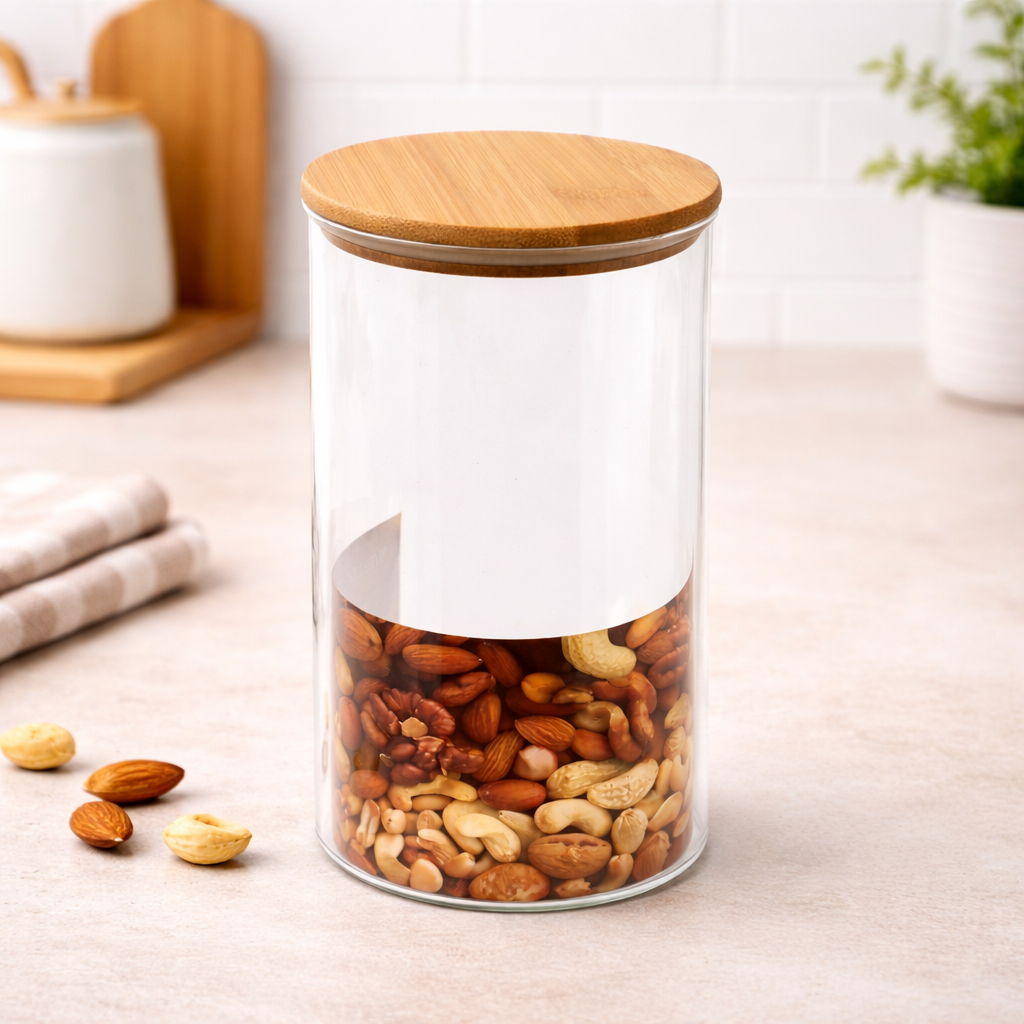 Wood Lid Jar (Large) – Modern Kitchen Storage Container - Habitt