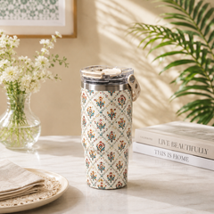 Assorted 900 ml Floral Insulated Travel Tumbler with Lid | Stylish Printed Drink Cup