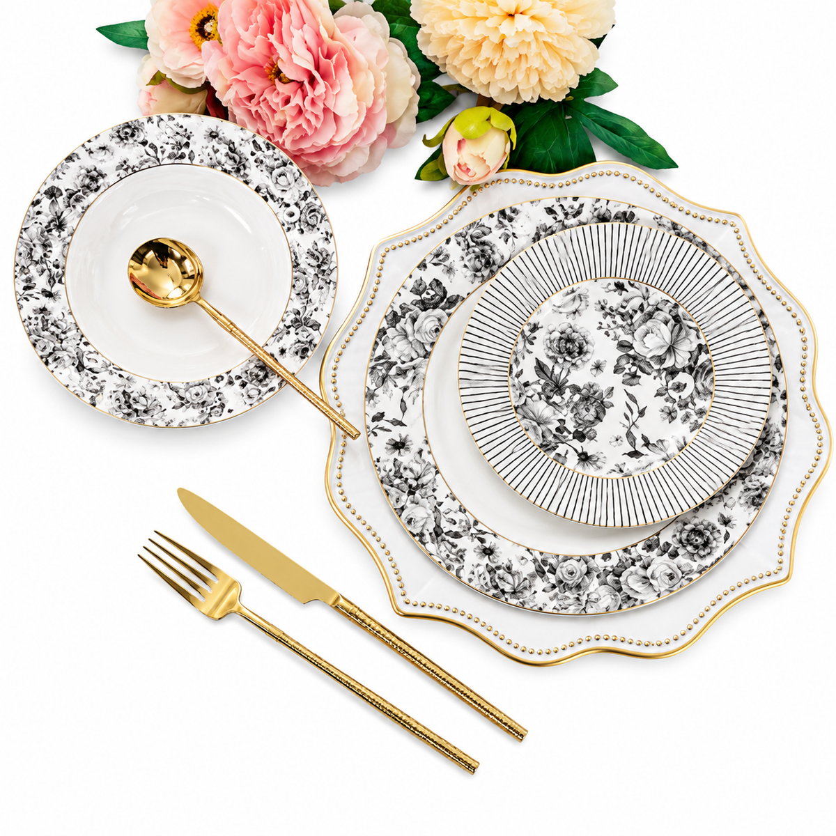 Graceful 18-Piece Plate Set | Elegant Dining Tableware Collection