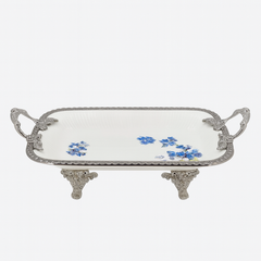 Luxury Rectangular Serving Dish – Blue Floral Design | 30 × 20 cm & 36 × 25 cm