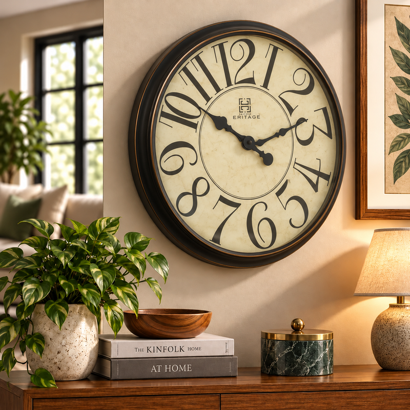CLK-022B/WALL CLOCK.WOODEN.BROWN..