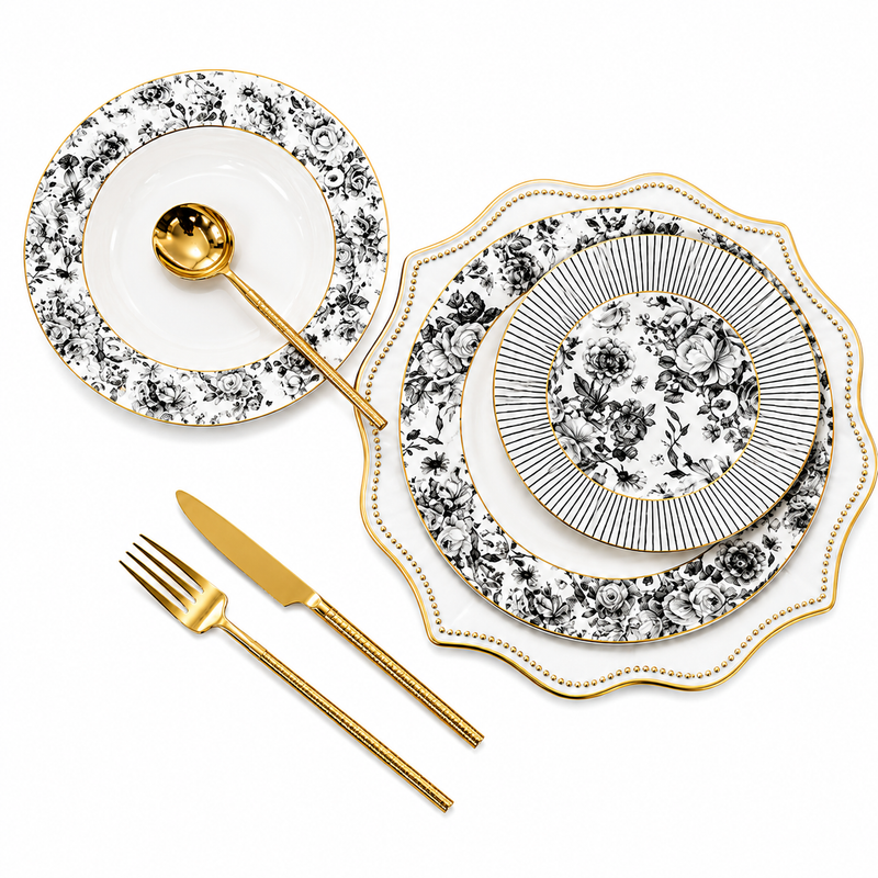 Graceful 18-Piece Plate Set | Elegant Dining Tableware Collection