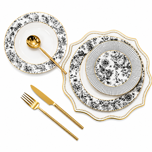 Graceful 18-Piece Plate Set | Elegant Dining Tableware Collection