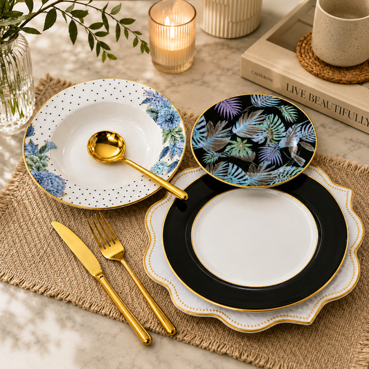 18 PCS Plate Set – Stylish Dinnerware Set for Family Dining & Entertaining
