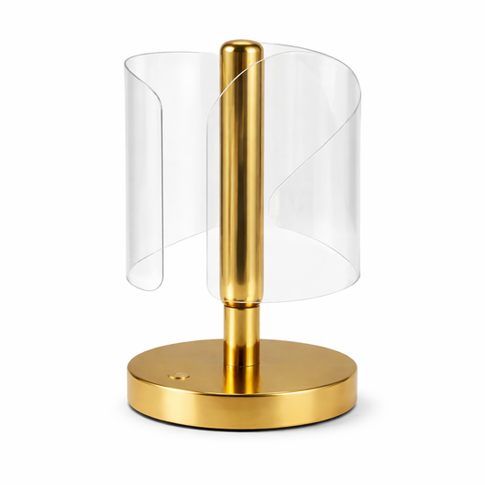 Modern Acrylic LED Table Lamp – Gold Base Designer Accent Light for Bedroom & Living Room - Habitt