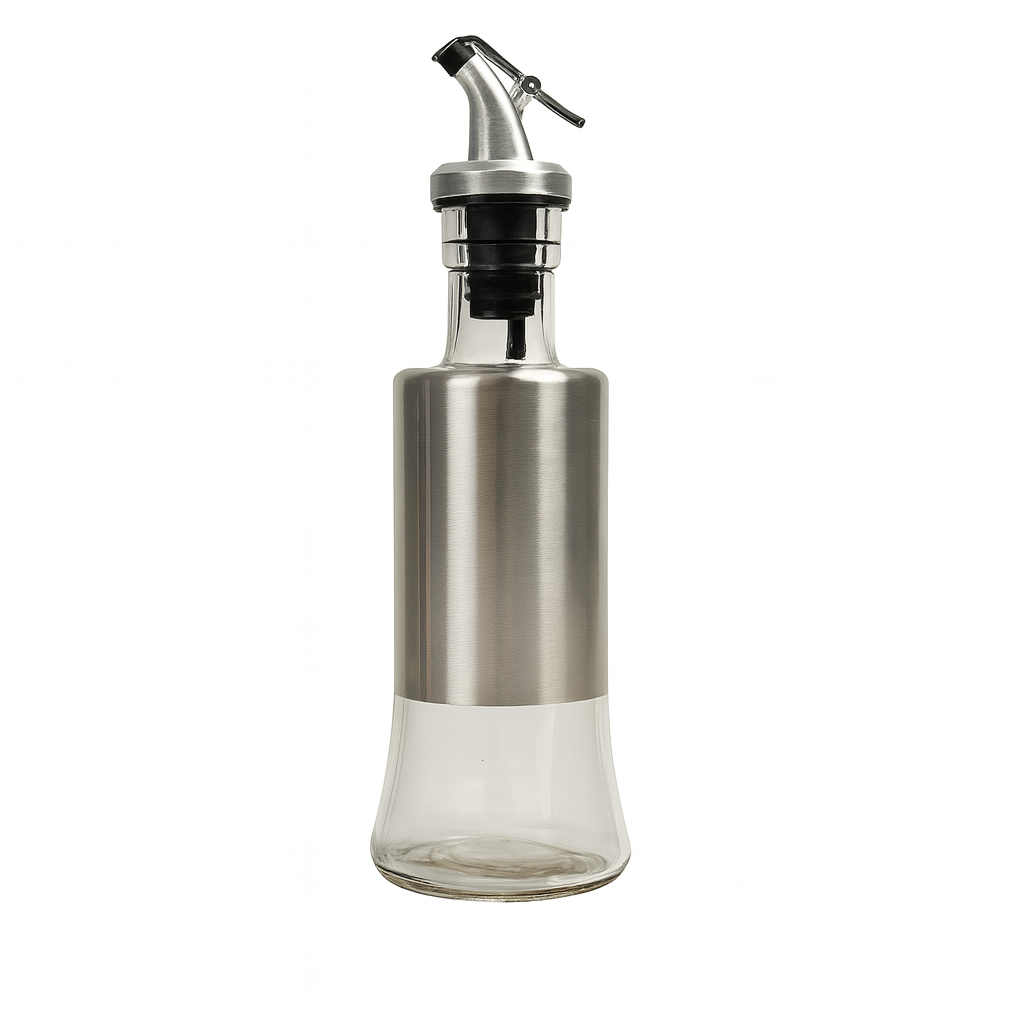 Stainless Steel Glass Oil Dispenser Bottle – 300ml & 500ml Leak-Proof Oil Control Pot for Kitchen, Cooking & Pouring