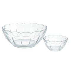 Clear Pressed-Glass 7-Piece Fruit Bowl Set – 128/60 mm Small Bowls