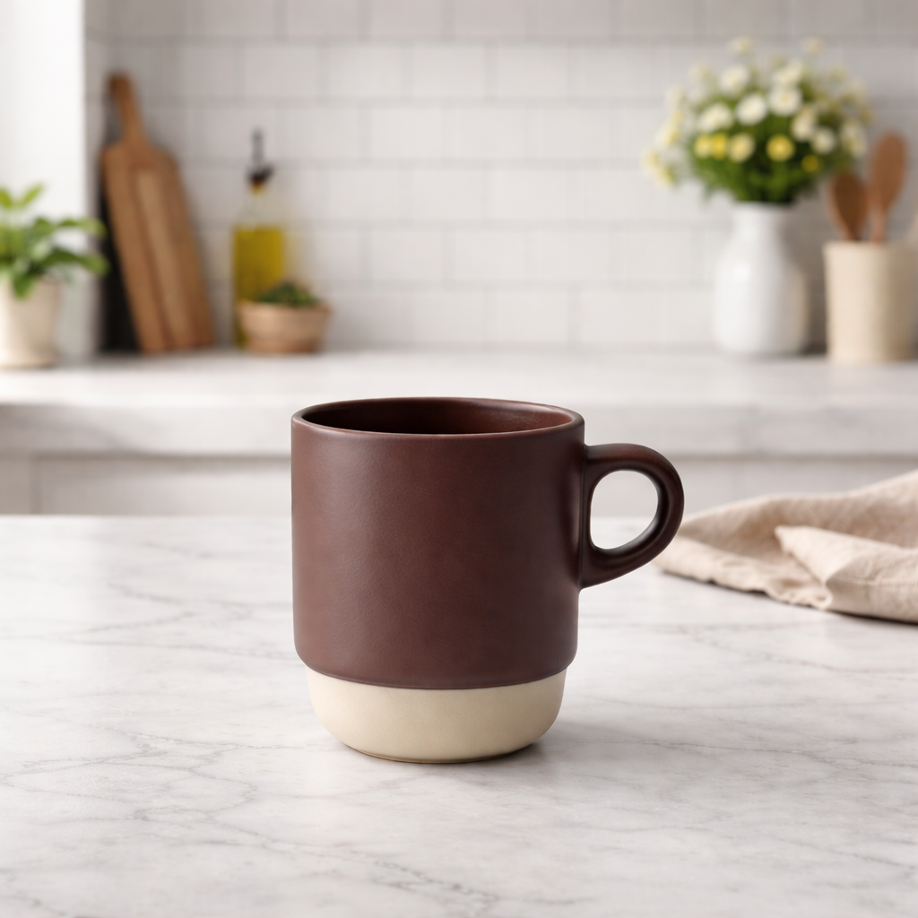 Minimalist Brown Ceramic Mug 300 ml – Modern Matte Coffee & Tea Cup - Habitt