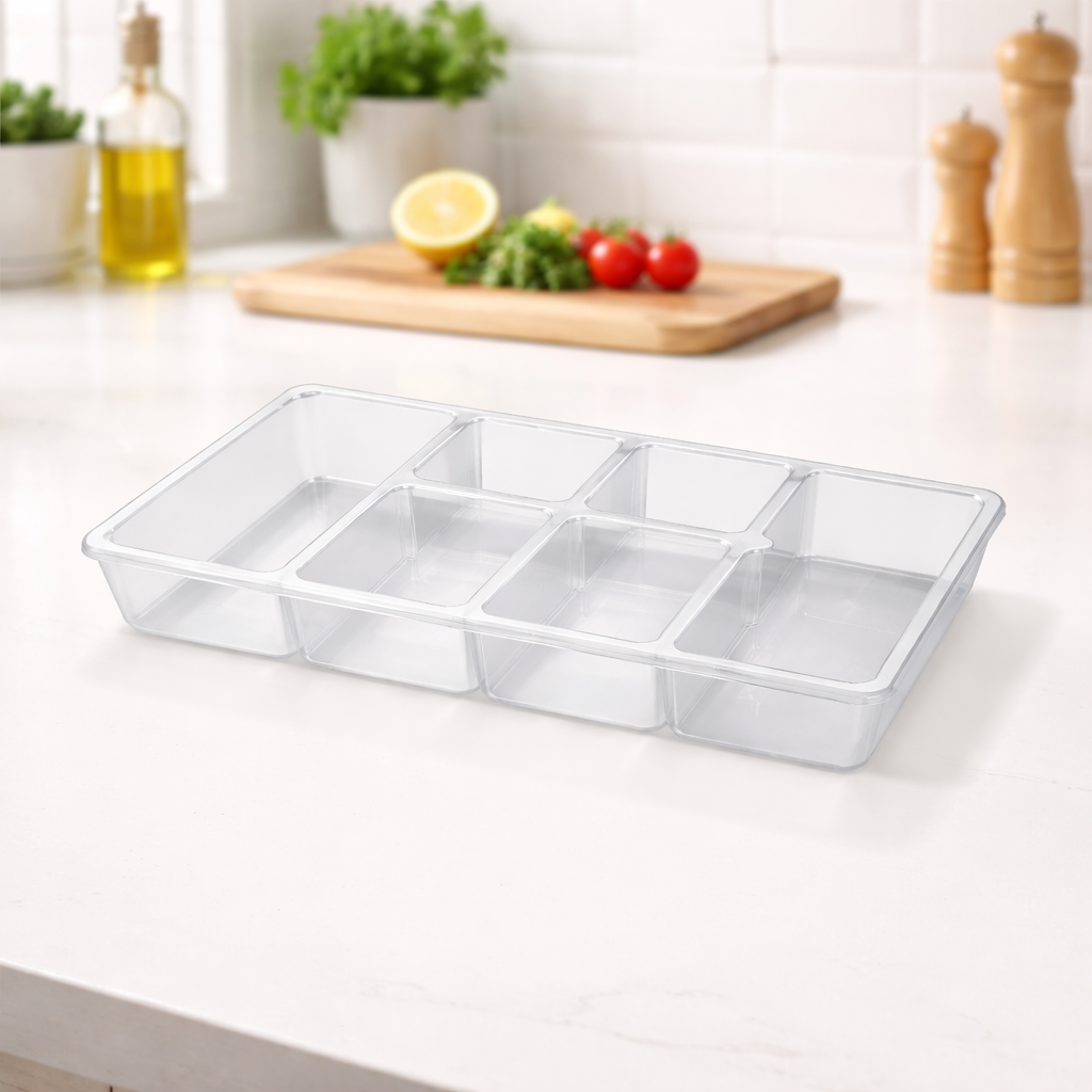 Plastic Partition Food Storage Box – Multi-Compartment Organizer Tray ...