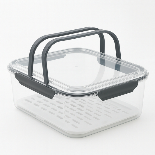 Grey Healthy Kitchen Storage & Preservation Box – Carry-Handle Food Container (Medium, Large)