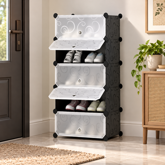 Shoe Rack Frosted Glass Black – 5 Layer