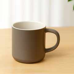 Matte Taupe Ceramic Mug – Modern Round Coffee & Tea Cup