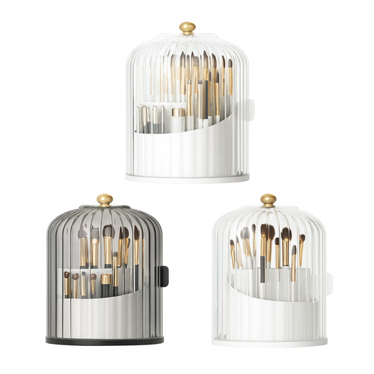 1pc Crystal Cosmetic Organizer (Assorted) – Elegant Dustproof Makeup Brush &; Accessory Holder with Dome Cover | Luxury Vanity Organizer Box&nbsp;