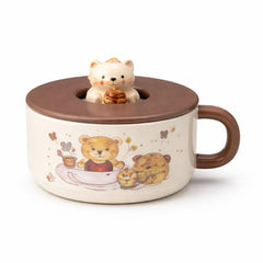 Ceramic Birthday Mug with Silicone Lid – Cute Cartoon Gift Coffee Cup - Habitt