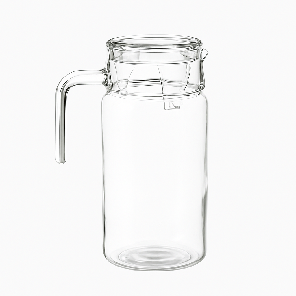 Clear Glass Jug 1700 ml / 1850 ml with Handle & Lid – Large-Capacity Water & Juice Pitcher - Habitt