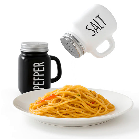 2 Pcs Glass Salt and Pepper Shaker – Mason Jar Style with Metal Lids