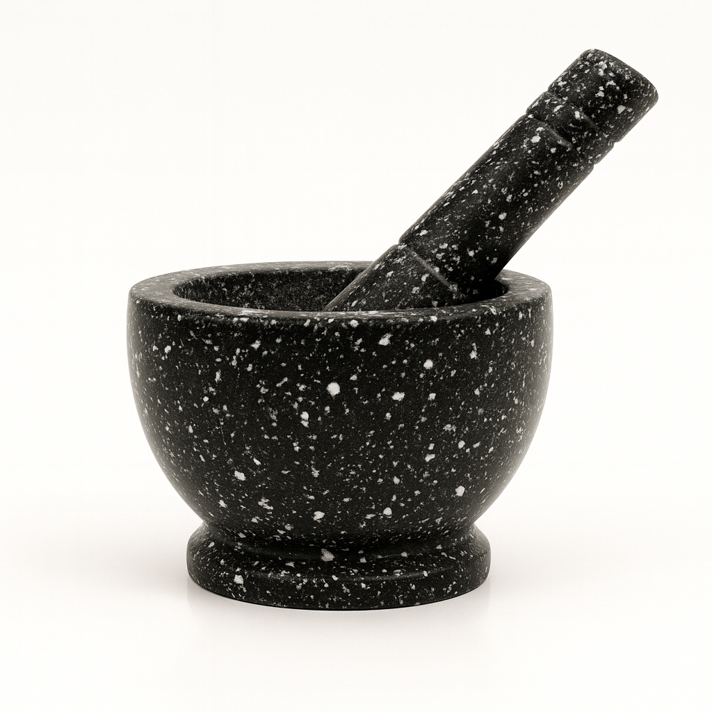 Heavy-Duty Black Hawan Dasta (Mortar & Pestle) for Grinding Spices & Herbal Blends