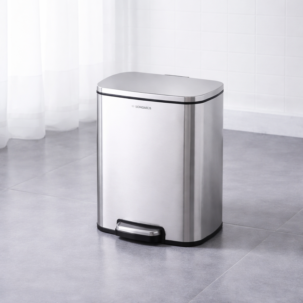 5L Stainless Steel Trash Can – Compact Pedal Bin with Soft-Close Lid - Habitt
