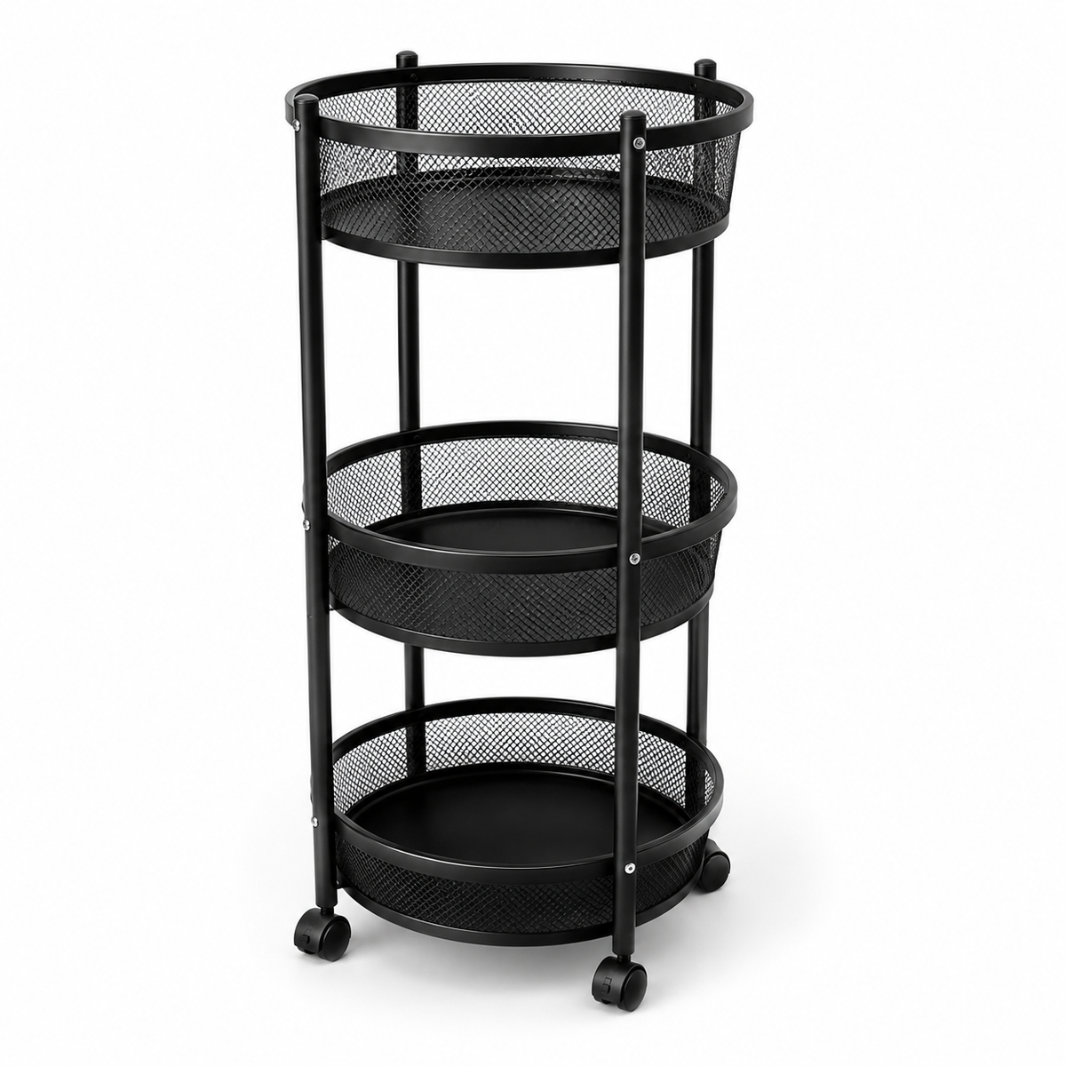 3-Tier Rotating Storage Rack with Wheels