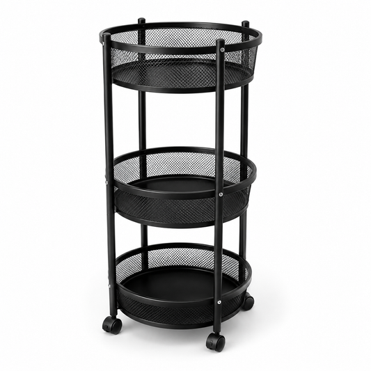 3-Tier Rotating Storage Rack with Wheels