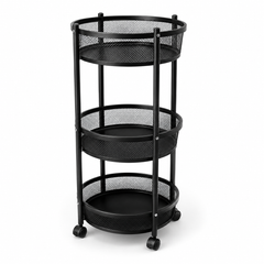 3-Tier Rotating Storage Rack with Wheels