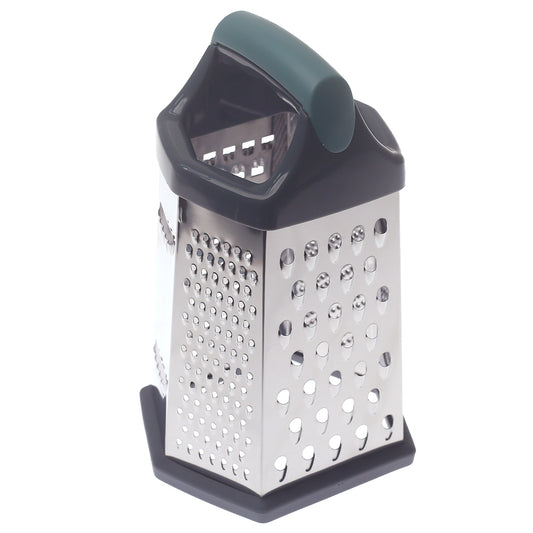 6-Sided Stainless Steel Grater with Ergonomic Soft Grip Handle