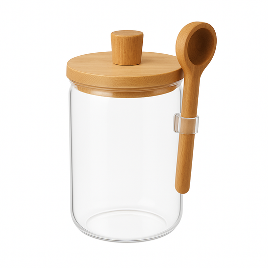 Glass Jar with Spoon – Small, Medium, Large
