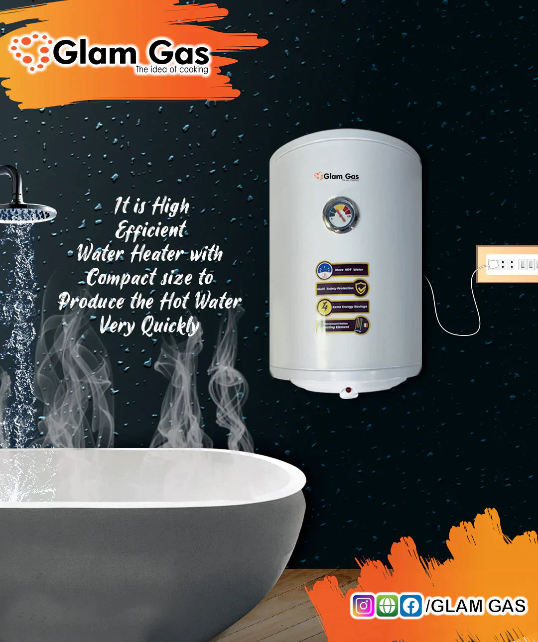 Buy EWH-10G 60 Liter Tankless Water Heater Electric water geyser Price