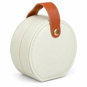 Portable Mini White Jewelry Box with Leather Handle - AI lifestyle visualization