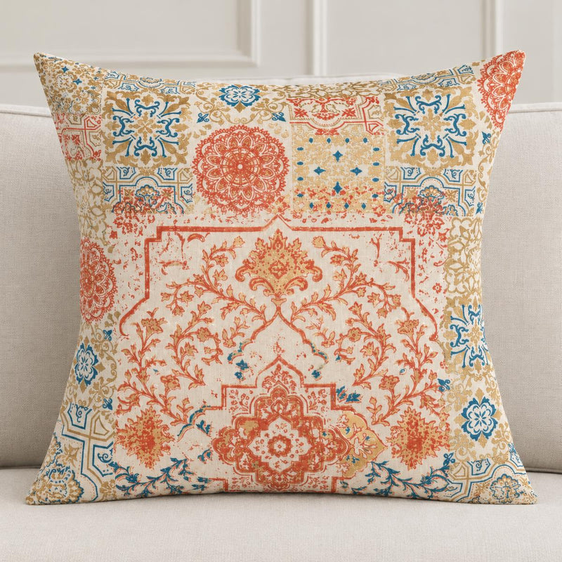 Rose of Sharon Cushion Cover Screenprint 18x18 in Midnight Marrakech - AI lifestyle visualization