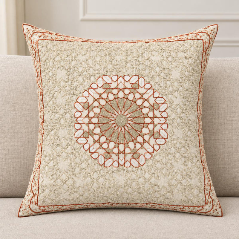 Taffy Marrakech Embroidered Cushion Cover 18x18 - AI lifestyle visualization