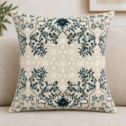 Midnight Marrakech Tile Blue Embroidered Cushion Cover 16x16 - AI lifestyle visualization