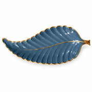 Elegant Grey Leaf-Shaped Platter with Gold Trim - Original product photo