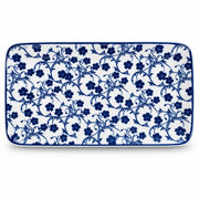 Rectangular Ceramic Plate with Blue Floral Pattern 9 Inch - Original product photo