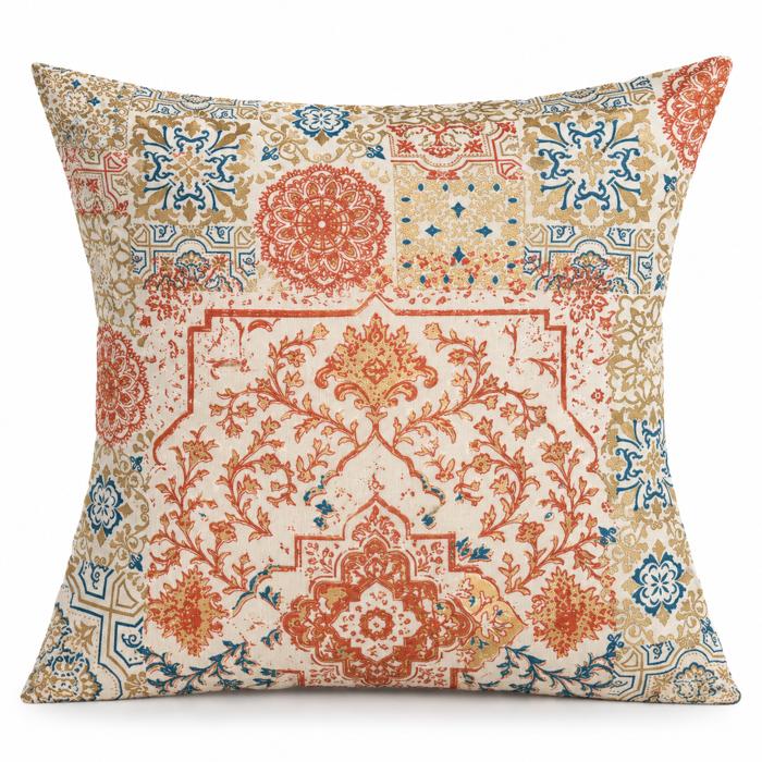 Rose of Sharon Cushion Cover Screenprint 18x18 in Midnight Marrakech - Original product photo