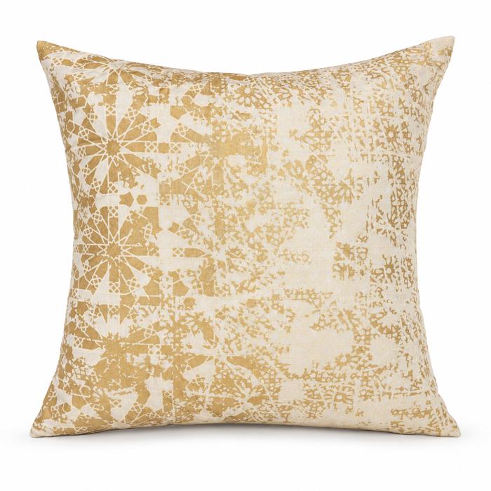 Ivory Cream Cushion Cover with Golden Geometric Screenprint 20x20 - Original product photo