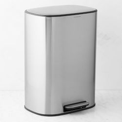 30L Stainless Steel Trash Can – Large Pedal Bin with Soft-Close Lid - Habitt