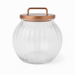 Acrylic Jar with Vertical Rose Gold Stripe Lid
