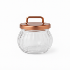Acrylic Jar with Vertical Rose Gold Stripe Lid