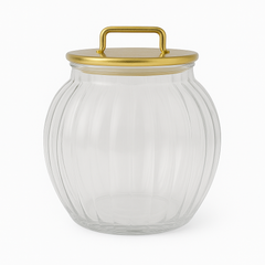 Acrylic Jar with Vertical Gold Stripe Lid