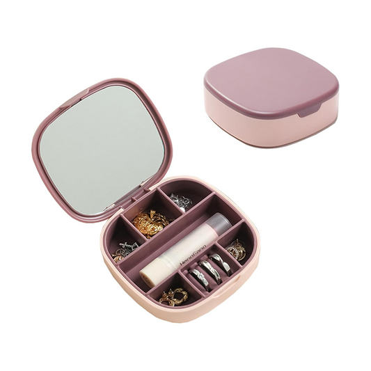 Mini Portable Jewelry Organizer – With Built-in Mirror